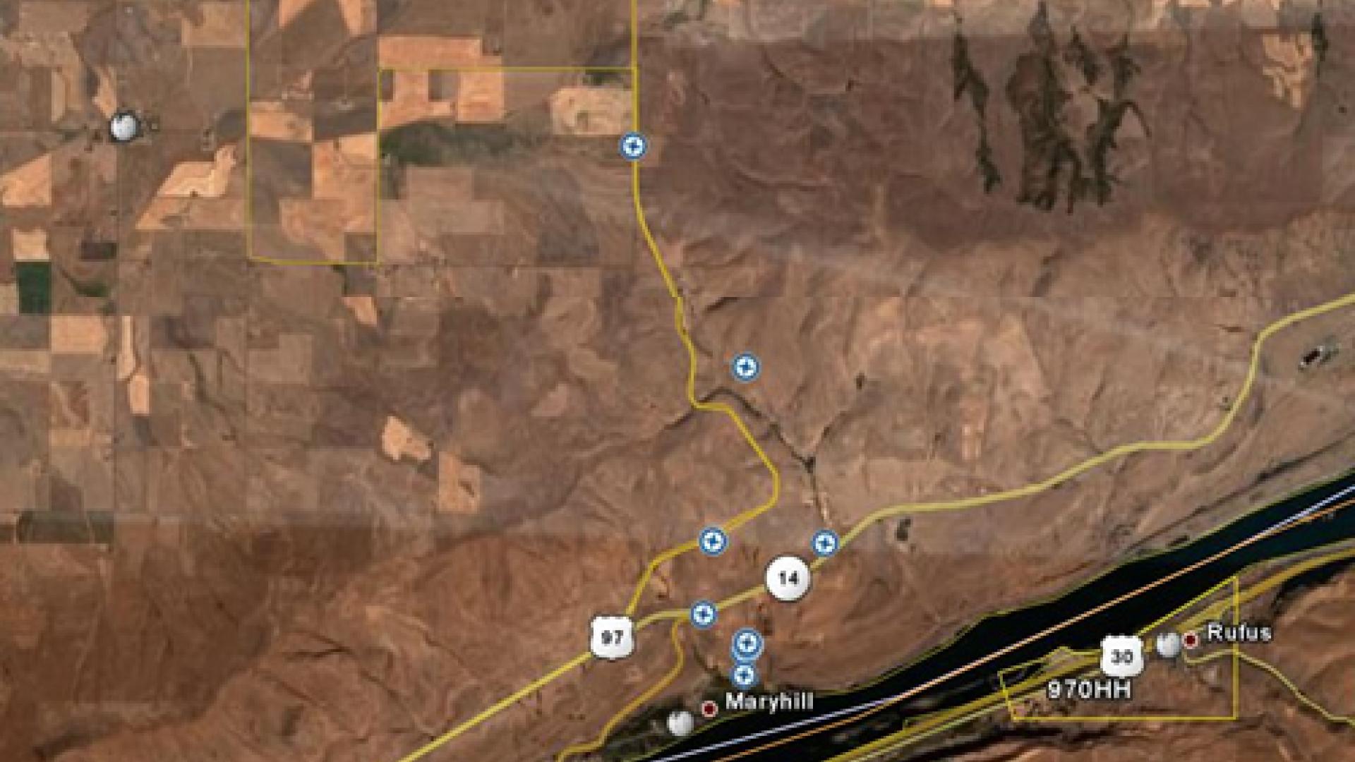 Satellite view of the Columbia river.